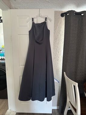 Elegant Silver/Grey Satin A-Line Women's Dress